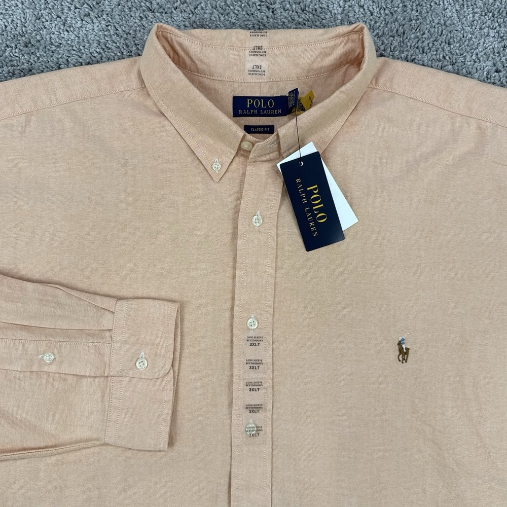 Polo Ralph Lauren Oxford Shirt Men's 3XLT NWT Orange Classic Fit OCBD Flesh Pony